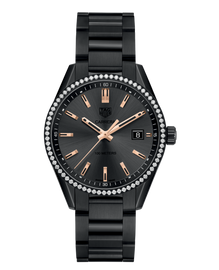 Tag Heuer Carrera Quartz Diamonds Black Dial Black Steel Strap Watch for Women - WAR1115.BA0602