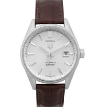 Load image into Gallery viewer, Tag Heuer Carrera Day Date Silver Dial Brown Leather Strap Watch for Men - WBN2011.FC6484