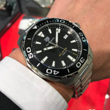 Load image into Gallery viewer, Tag Heuer Aquaracer Quartz Black Dial Silver Steel Strap Watch for Men - WAY101A.BA0746