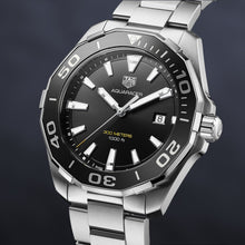 Load image into Gallery viewer, Tag Heuer Aquaracer Quartz Black Dial Silver Steel Strap Watch for Men - WAY101A.BA0746