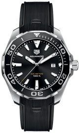 Tag Heuer Aquaracer Quartz Black Dial Black Rubber Strap Watch for Men -  WAY101A.FT6141