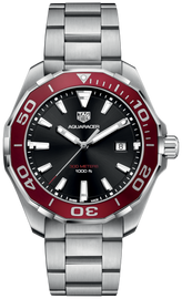Tag Heuer Aquaracer Black Dial Silver Steel Strap Watch for Men - WAY101B.BA0746