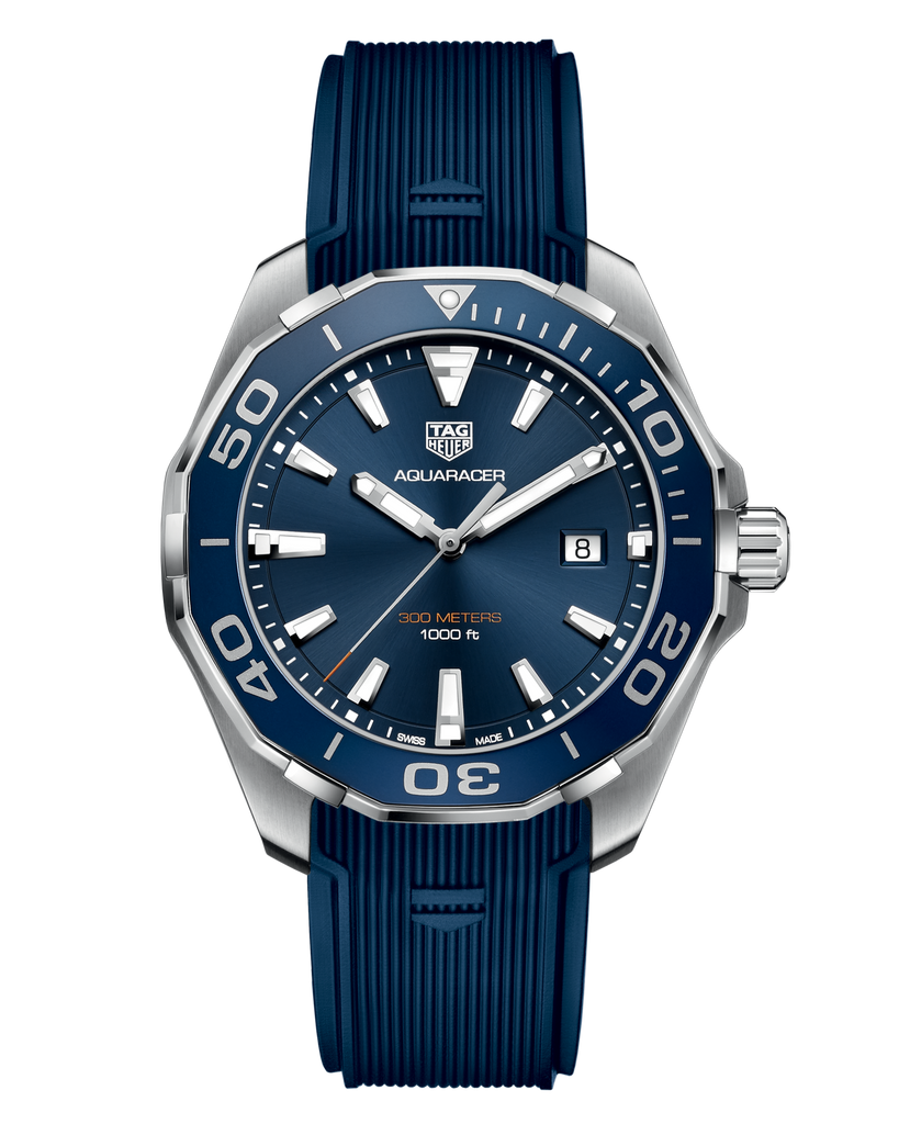 Tag Heuer Aquaracer Quartz Blue Dial Blue Rubber Strap Watch for Men -  WAY101C.FC6153