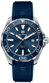 Tag Heuer Aquaracer Quartz Blue Dial Blue Rubber Strap Watch for Men - WAY101C.FT6153