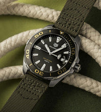 Load image into Gallery viewer, Tag Heuer Aquaracer Black Dial Khakhi Green NATO Strap Watch for Men - WAY101E.FC8222