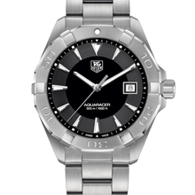 Load image into Gallery viewer, Tag Heuer Aquaracer Quartz Black Dial Silver Steel Strap Watch for Men - WAY1110.BA0928