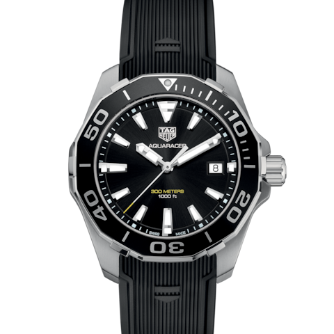 Tag Heuer Aquaracer Black Dial Black Rubber Strap Watch for Men - WAY111A.FT6151