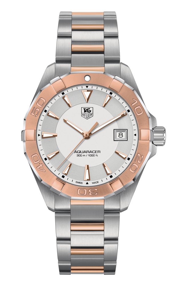 Tag Heuer Aquaracer Quartz White Dial Silver Strap Watch for Men - WAY1150.BD0911