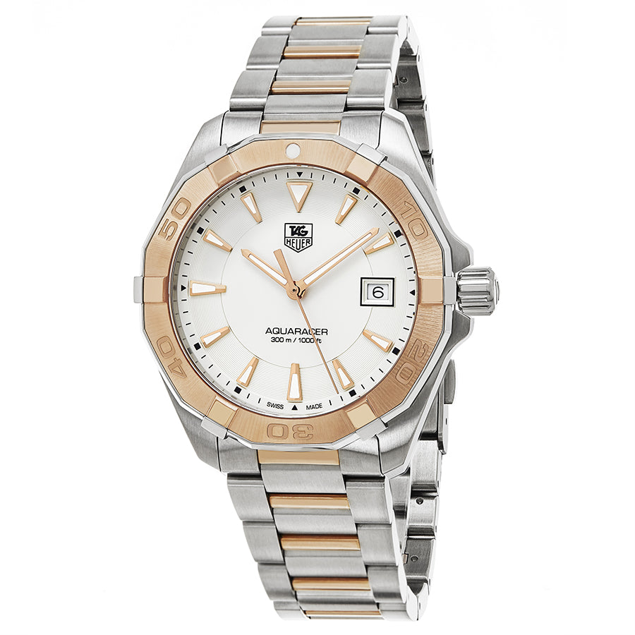 Tag Heuer Aquaracer Quartz White Dial Silver Strap Watch for Men - WAY1150.BD0911