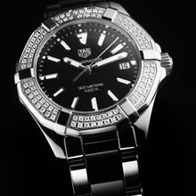 Load image into Gallery viewer, Tag Heuer Aquaracer Quartz Diamonds Black Dial Two Tone Steel Strap Watch for Men - WAY131E.BA0913