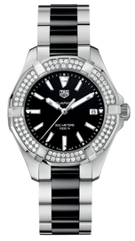 Tag Heuer Aquaracer Quartz Diamonds Black Dial Two Tone Steel Strap Watch for Men - WAY131E.BA0913