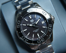 Load image into Gallery viewer, Tag Heuer Aquaracer Quartz Black Dial Silver Steel Strap Watch for Women - WAY131K.BA0748