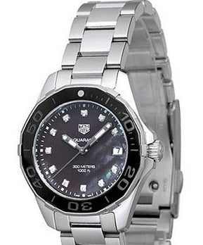 Tag Heuer Aquaracer Quartz Black Dial Silver Steel Strap Watch for Women - WAY131M.BA0748