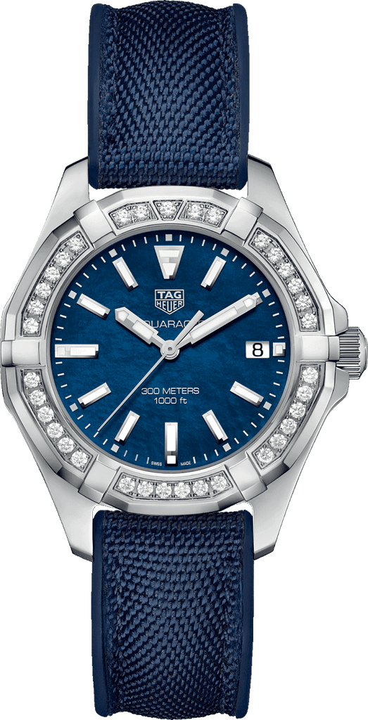 Tag Heuer Aquaracer Quartz Diamonds Blue Dial Blue Nylon Strap Watch for Women - WAY131N.FT6091