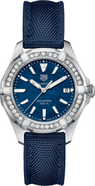 Tag Heuer Aquaracer Quartz Diamonds Blue Dial Blue Nylon Strap Watch for Women - WAY131N.FT6091