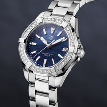 Load image into Gallery viewer, Tag Heuer Aquaracer Quartz Diamonds Blue Dial Silver Steel Strap Watch for Women - WAY131N.BA0748
