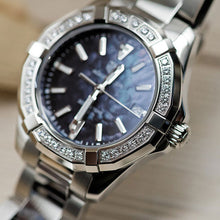 Load image into Gallery viewer, Tag Heuer Aquaracer Quartz Diamonds Black Dial Silver Steel Strap Watch for Women - WAY131P.BA0748