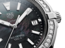 Load image into Gallery viewer, Tag Heuer Aquaracer Quartz Diamonds Black Dial Silver Steel Strap Watch for Women - WAY131P.BA0748