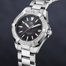 Load image into Gallery viewer, Tag Heuer Aquaracer Quartz Diamonds Black Dial Silver Steel Strap Watch for Women - WAY131P.BA0748
