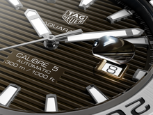 Load image into Gallery viewer, Tag Heuer Aquaracer Calibre 5 Automatic Sunray Brown Dial Silver Steel Strap Watch for Men - WAY2018.BA0927