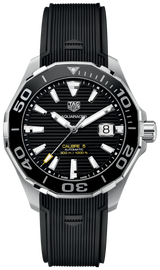 Tag Heuer Aquaracer Calibre 5 Automatic Black Dial Black Rubber Strap Watch for Men - WAY201A.FT6142