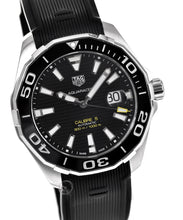 Load image into Gallery viewer, Tag Heuer Aquaracer Calibre 5 Automatic Black Dial Black Rubber Strap Watch for Men - WAY201A.FT6142