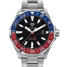 Load image into Gallery viewer, Tag Heuer Aquaracer GMT Caliber 7 Pepsi Black Dial Silver Steel Strap Watch for Men - WAY201F.BA0927