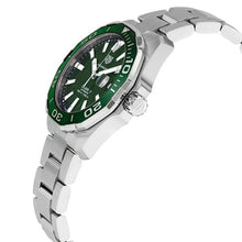 Load image into Gallery viewer, Tag Heuer Aquaracer Calibre 5 Green Dial Silver Steel Strap Watch for Men - WAY201S.BA0927
