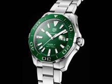 Load image into Gallery viewer, Tag Heuer Aquaracer Calibre 5 Green Dial Silver Steel Strap Watch for Men - WAY201S.BA0927
