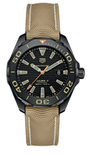 Load image into Gallery viewer, Tag Heuer Aquaracer 300 Calibre 5 Automatic Black Dial Brown Nylon Strap Watch for Men - WAY208C.FC6383
