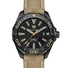 Load image into Gallery viewer, Tag Heuer Aquaracer 300 Calibre 5 Automatic Black Dial Brown Nylon Strap Watch for Men - WAY208C.FC6383