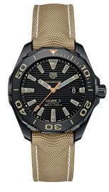 Tag Heuer Aquaracer 300 Calibre 5 Automatic Black Dial Brown Nylon Strap Watch for Men - WAY208C.FC6383