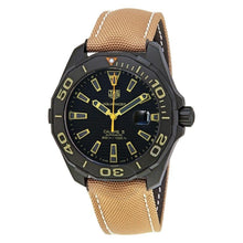 Load image into Gallery viewer, Tag Heuer Aquaracer 300 Calibre 5 Automatic Black Dial Brown Nylon Strap Watch for Men - WAY208C.FC6383
