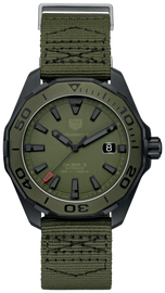 Tag Heuer Aquaracer Automatic Green Dial Khakhi Green Nylon Strap Watch for Men - WAY208E.FC8222