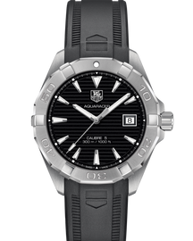 Tag Heuer Aquaracer Automatic Caliber 5 Black Dial Black Rubber Strap Watch for Men - WAY2110.FT8021