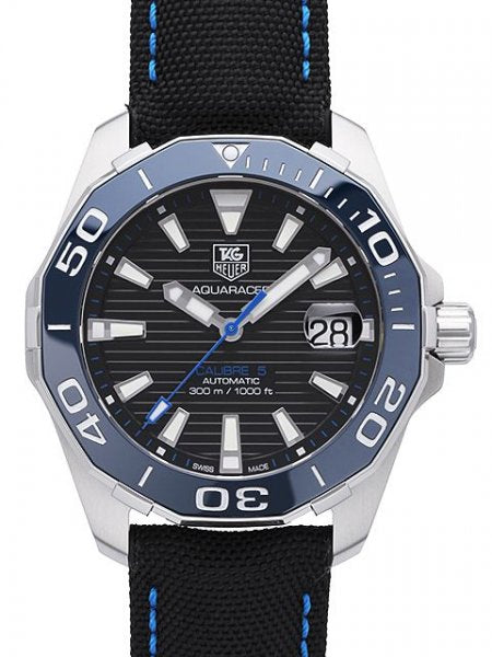 Tag Heuer Aquaracer Calibre 5 Automatic Black Dial Black Nylon Strap Watch for Men - WAY211B.FC6363