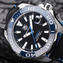 Load image into Gallery viewer, Tag Heuer Aquaracer Calibre 5 Automatic Black Dial Black Nylon Strap Watch for Men - WAY211B.FC6363