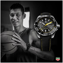 Load image into Gallery viewer, Tag Heuer Aquaracer Jeremy Lin Special Edition Grey Dial Black Nylon Strap Watch for Men - WAY211F.FC6362