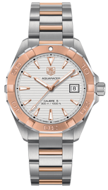 Tag Heuer Aquaracer Calibre 5 Automatic White Dial Two Tone Steel Strap Watch for Men - WAY2150.BD0911