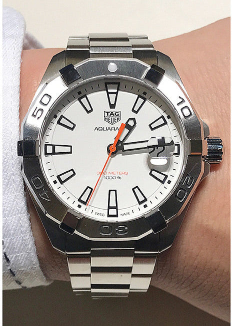 Tag Heuer Aquaracer Quartz White Dial Silver Steel Strap Watch for Men - WBD1111.BA0928