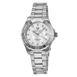 Tag Heuer Aquaracer Diamonds White Mother of Pearl Dial Silver Steel Strap Watch for Women - WBD1314.BA0740