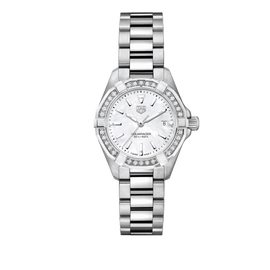 Tag Heuer Aquaracer Diamonds Mother of Pearl White Dial Silver Steel Strap Watch for Women - WBD1413.BA0741
