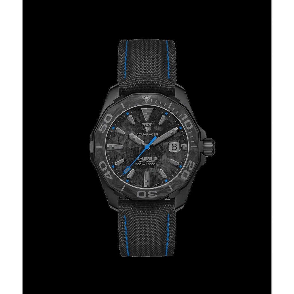 Tag Heuer Aquaracer Calibre 5 Black Nylon Strap Carbon Dial Watch for Men -  WBD218C.FC6447