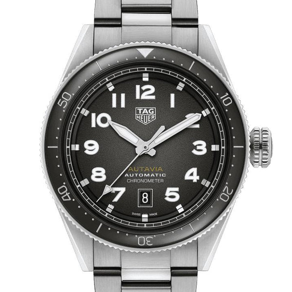 Tag Heuer Autavia Automatic Grey Dial Silver Steel Strap Watch for Men - WBE5114.EB0173