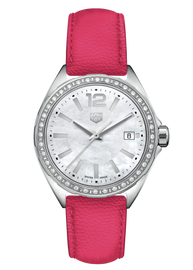 Tag Heuer Formula 1 Quartz Mother of Pearl Dial Pink Leather Strap Watch for Women - WBJ131A.FC8252