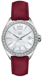 Tag Heuer Formula 1 Quartz Mother of Pearl Dial Red Leather Strap Watch for Women - WBJ131A.FC8253