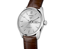 Load image into Gallery viewer, Tag Heuer Carrera Day Date Silver Dial Brown Leather Strap Watch for Men - WBN2011.FC6484