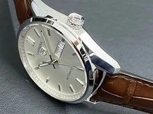 Load image into Gallery viewer, Tag Heuer Carrera Day Date Silver Dial Brown Leather Strap Watch for Men - WBN2011.FC6484
