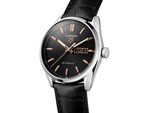 Load image into Gallery viewer, Tag Heuer Carrera Day Date Black Dial Black Leather Strap Watch for Men - WBN2013.FC6503