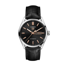 Load image into Gallery viewer, Tag Heuer Carrera Day Date Black Dial Black Leather Strap Watch for Men - WBN2013.FC6503